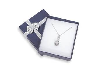 linen bow tie pendant or earring blue box